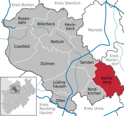 Läget för Ascheberg i Kreis Coesfeld