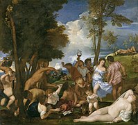 La bacanal de los andrios, de Tiziano, 1518-1519.