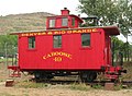 A 4-wheel "bobber" caboose at the Colorado Railroad Museum in Golden, Colorado