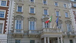 Photograph of the front of the Italian Embassy, London