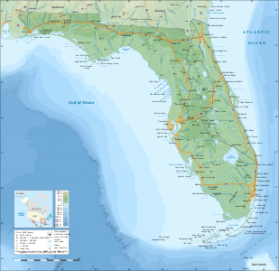 Topographic map of Florida, by Eric Gaba