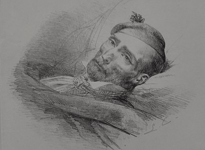 Léon Cogniet, Géricault mourant (1823), lithographie.