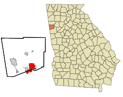 Location in Haralson County and the state of Georgia