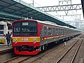 JR East series 205 ex Musashino line number 205-29F stops at Manggarai Station towards Jatinegara via Tanah Abang—Kampung Bandan—Kemayoran