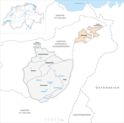 Obereggin sijainti Appenzell Innerrhodenin kantonissa.