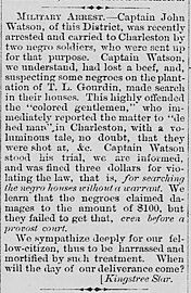 Reconstruction brought new constitutional questions to the fore, in this case, Fourth Amendment limits on search and seizure ("Military Arrest," The Daily Phoenix, South Carolina, October 7, 1866)
