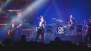 OK Go performing in 2012. From left: Tim Nordwind, Damian Kulash, Dan Konopka, Andy Ross