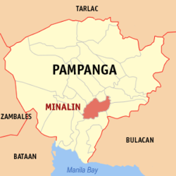 Map of Pampanga with Minalin highlighted