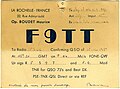 Carte QSL de F9TT, France (1950).