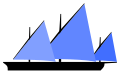 Plan de voile d'une felouque à trois voiles latines.