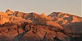 Lippincott Mountain (left), Mount Eisen (right), seen at sunset from Bearpaw Meadow High Sierra Camp