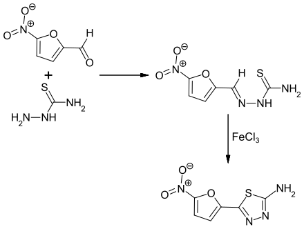 Synthese von 2-Amino-5-(5-nitro-2-furyl)-1,3,4-thiadiazol aus Nitrofurfural und Thiosemicarbazid