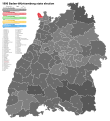 1996 Baden-Württemberg state election, Black is CDU, Red is SPD