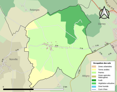 Carte en couleurs présentant l'occupation des sols.