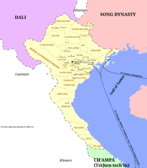 1085년 리 왕조의 지도