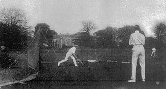 Practice in the nets at Eglinton circa 1890