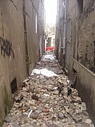 Éboulement dans la rue Denfert, proche du centre-ville.