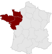 Le Grand Ouest français selon la zone de diffusion du quotidien Ouest-France[1] et des chercheurs de l'Université de Caen[2].
