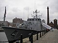 The HMS Walney berthed near Albert Dock in Liverpool