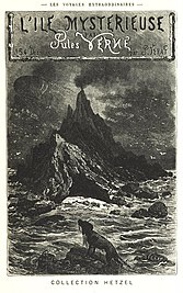 L’Île mystérieuse, Titelillustration von Jules Férat aus der französischen Originalausgabe