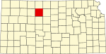 State map highlighting Rooks County