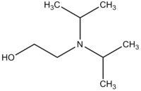 Skeletal formula of N,N-diisopropylaminoethanol with some implicit hydrogens shown