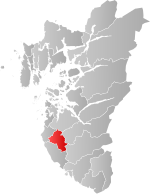 Mapa do condado de Rogaland com Time em destaque.