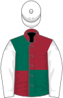 Dark green and maroon (quartered), white sleeves and cap