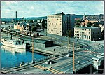 Vy över bland annat Jönköping Hamns godsbangård, 1961