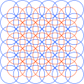 The related five overlapping circles grid is constructed by from two sets of overlapping circles half-offset.[21]