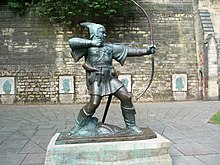 The Robin Hood statue near Nottingham Castle