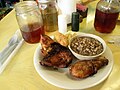 Image 15 Twice cooked chicken, potato salad, purple hull peas, corn bread, and iced tea (from Culture of Arkansas)
