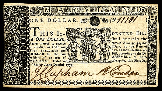 Currency of the Province of Maryland at Early American currency, by the Province of Maryland