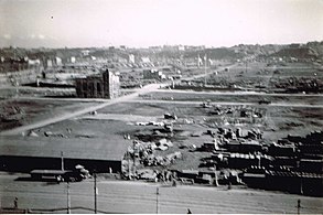 View of Yokohama after the bombing in 1945