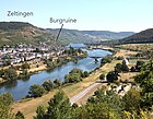 Standort der Burgruine Zeltingen aus dem 11./12. Jh. an der Mosel.