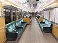 Interior of a refurbished Arashiyama Line set