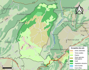 Carte en couleurs présentant l'occupation des sols.