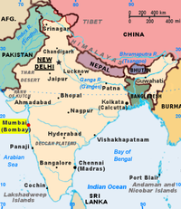 ムンバイの位置の位置図