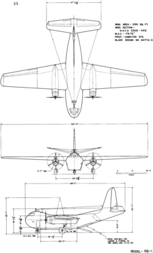 3-view line drawing of the Budd RB-1 Conestoga