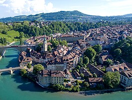 Aerial view of the Old City and the Aare