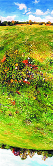 Blühende Landschaft: Frühling, Pappe, Gouache, 200 × 75 cm, 2000