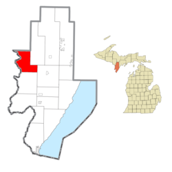 Location within Menominee County and the state of Michigan