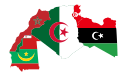 Flag map of Maghreb countries