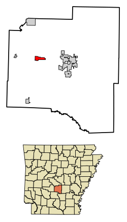 Location of Prattsville in Grant County, Arkansas.