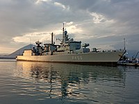 HS Adrias (F-459) anchored in the old (north) port of Patras, Greece (June 2020)