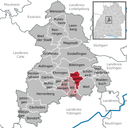 Läget för Holzgerlingen i Landkreis Böblingen