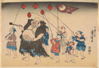 Hotei and Children Carrying Lanterns, by Utagawa Kuniyoshi. 19th century.