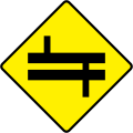 W 021L Staggered Crossroads Ahead at Dual C'way - Left