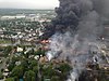 Aerial view of the derailment