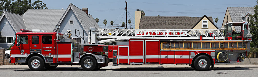 Tiller-quint of the Los Angeles Fire Department at Fire engine, by Mfield